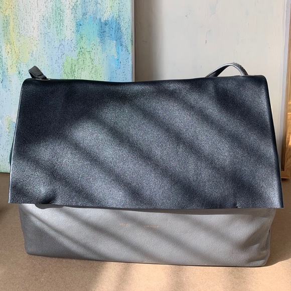Celine $2500 all soft bag in forest green, black and grey - Picture 5 of 14